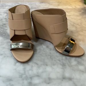 Vince tan open toe wedge